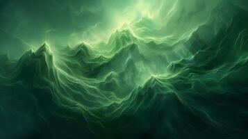 Abstract green mountain landscape background with flowing lines. photo