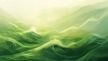 Abstract green mountain landscape background with flowing lines. photo