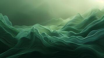 Abstract green mountain landscape background with flowing lines. photo