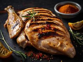 Grilled chicken breast with spice photo