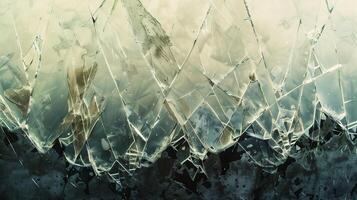 A shattered glass with cracks and fractures to create the mountain range. photo