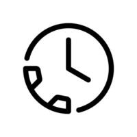 Clock and call button, phone call duration, call waiting icon in line style design isolated on white background. Editable stroke. vector