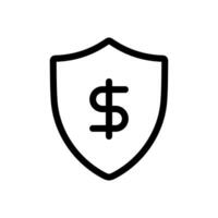 Shield with American dollar sign, USD symbol, financial protection concept icon in line style design isolated on white background. Editable stroke. vector