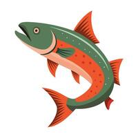 an illustration of a fish with red and green fins vector