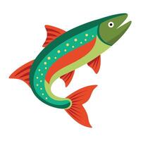 a fish with red, green and orange colors vector