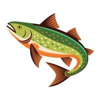a fish with a green and orange body and a white background vector