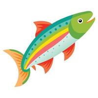 a colorful fish with a rainbow tail on a white background vector