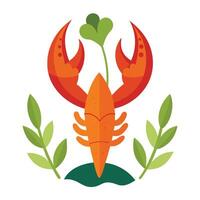 a lobster with a clover leaf on its back vector
