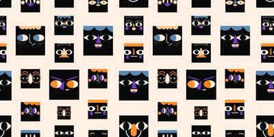 Square portraits pattern with diverse people.Cute funny characters. Cartoon, minimal, abstract contemporary style. Avatar, icons backdrop. Hand drawn. isolated illustrations EPS10 vector