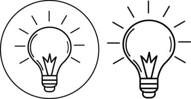 set of light bulb icons. A sign of an idea, a decision, a concept of thinking. Lighting is an electric lamp. Electricity, glitter. For graphic design, website. vector