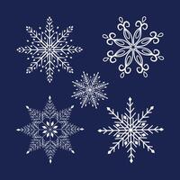 A set of Snowflake icons. Snow set. A set of 5 Christmas snow icons. Isolated snowflake icons. A simple snowflake icon in a design in a flat style. vector