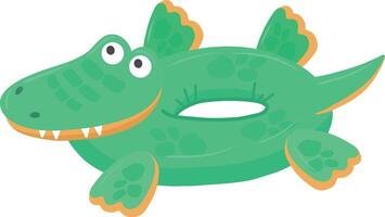 Inflatable swimming circle in the shape of a crocodile, illustration highlighted on a white background.A water accessory for summer holidays on the beach and in the pool, in tropical countries. vector