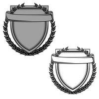 Blank Badge Straight Curved with Fern and Banner containing editable components vector