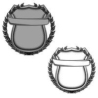 Blank Badge with Fern and Banner containing editable components vector