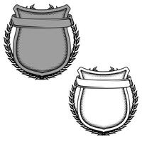 Blank Badge Curved with Fern and Banner containing editable components vector