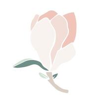 magnolia flower silhouette, illustration in soft pastel color. isolated floral element. flower bud of different shapes for wedding design, prints, templates, greeting cards, invitations. vector