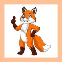 Cartoon funny fox giving thumb up isolated on white background vector