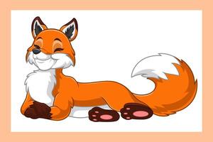 cute fox cartoon lying down relaxing vector