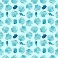 Seamless pattern with pearl shells on a blue background. Modern sea background vector