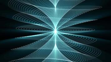 Looped animation of energy vortex column with glowing meridian lines and bright power light. Twisted ethereal string structure for science fiction, technology and spiritual art. VJ loop , 4K 60 fps video