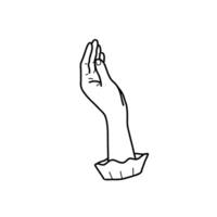 Female hand with sleeve isolated on a white background. Hand drawn Illustration. Vintage style. Outline graphics for logo, emblem and web design. vector