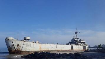 old warship stranded on the beach video