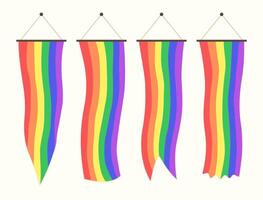 Set of Vertical Rainbow Pennant Flags for LGBT Gay Pride Concept Element vector