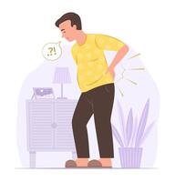 Senior Man Suffering from Backache on Waist Area for Healthcare Concept Illustration vector