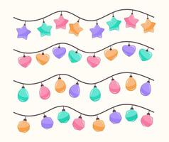 Set of Colorful Festival String Lights for Design Element Decoration Concept Clip Art vector