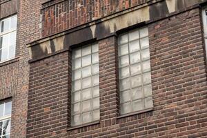 old window with glass bricks photo
