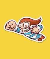 Space Boy Cartoon Design Sticker vector