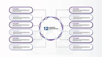 Blue tone circle infographic with 12 steps, process or options. vector