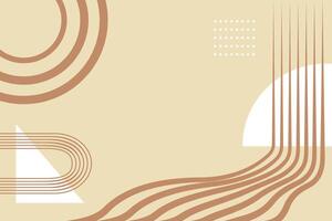 Abstract modern background with geometric shapes in boho style in nude brown colors. Flat illustration. vector