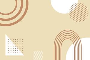 Abstract modern background with geometric shapes in boho style in nude brown colors. Flat illustration. vector