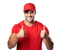 Man Showing Thumbs Up, Isolated on White photo