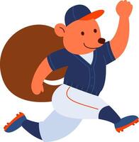 Animal playing Baseball Cartoon Icon Illustration. Animal Sport Icon Concept Isolated. Flat Cartoon Style vector