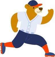 Animal playing Baseball Cartoon Icon Illustration. Animal Sport Icon Concept Isolated. Flat Cartoon Style vector