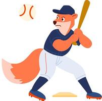 Animal playing Baseball Cartoon Icon Illustration. Animal Sport Icon Concept Isolated. Flat Cartoon Style vector