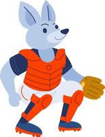 Animal playing Baseball Cartoon Icon Illustration. Animal Sport Icon Concept Isolated. Flat Cartoon Style vector