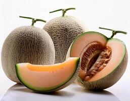 Sweet and fresh melons are appetizing. isolated on white background photo