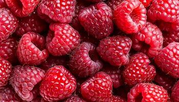 Close-up of ripe raspberries pattern texture background. photo