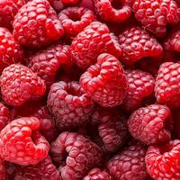Close-up of ripe raspberries pattern texture background. photo