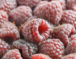 Close-up of ripe raspberries pattern texture background. photo