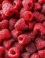 Close-up of ripe raspberries pattern texture background. photo