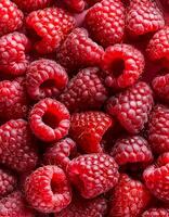 Close-up of ripe raspberries pattern texture background. photo