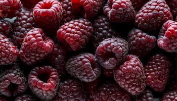 Close-up of ripe raspberries pattern texture background. photo