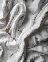 Background concept. Blankets that are still wrinkled have been used. The white blanket is crumpled and shabby. Pattern texture background photo