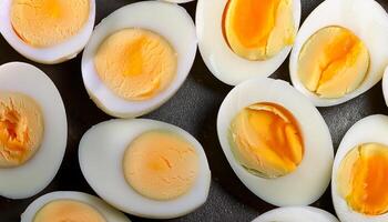 Photo a boiled egg. Pattern texture background.