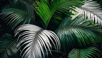 Nature view of green leaf and palms photo