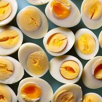 Photo a boiled egg. Pattern texture background.